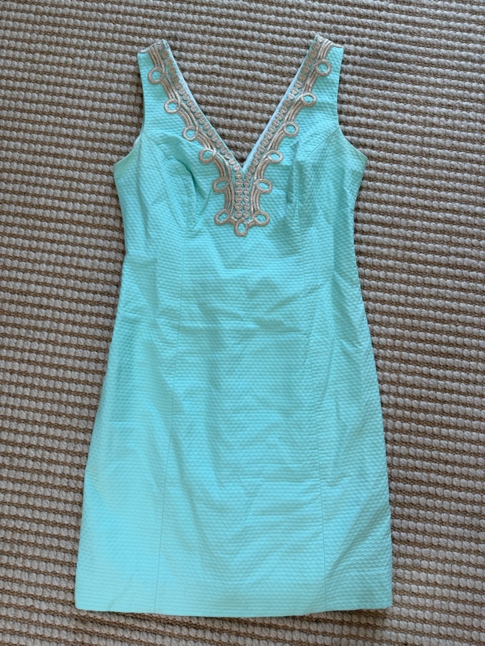 Lilly Pulitzer Seafoam Green Embellished V-Neck Mini Dress